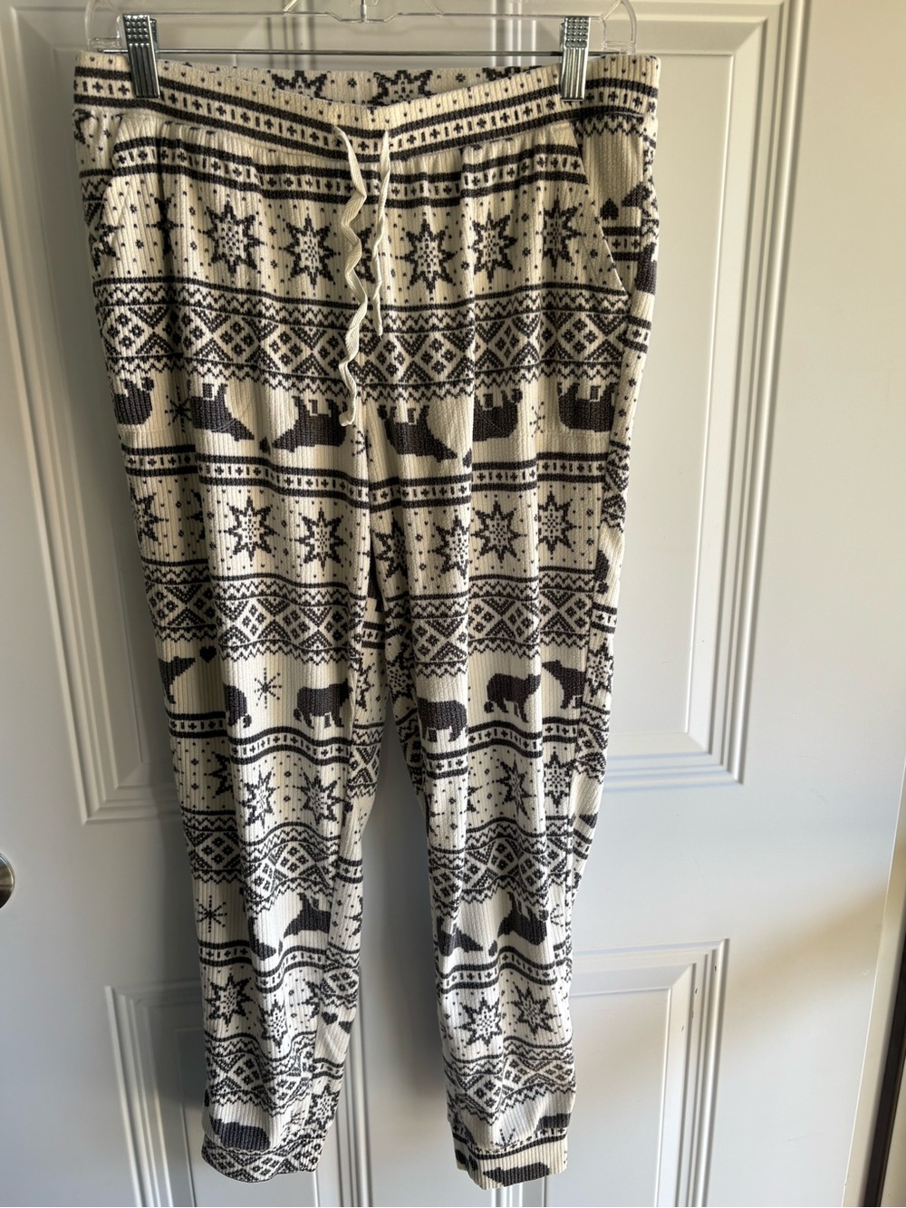 Sonoma Cream and Black Bear Fair Isle Knit Pajama Pants